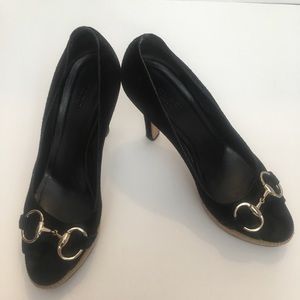 Gucci Suede Horse-Bit Platform Heels
